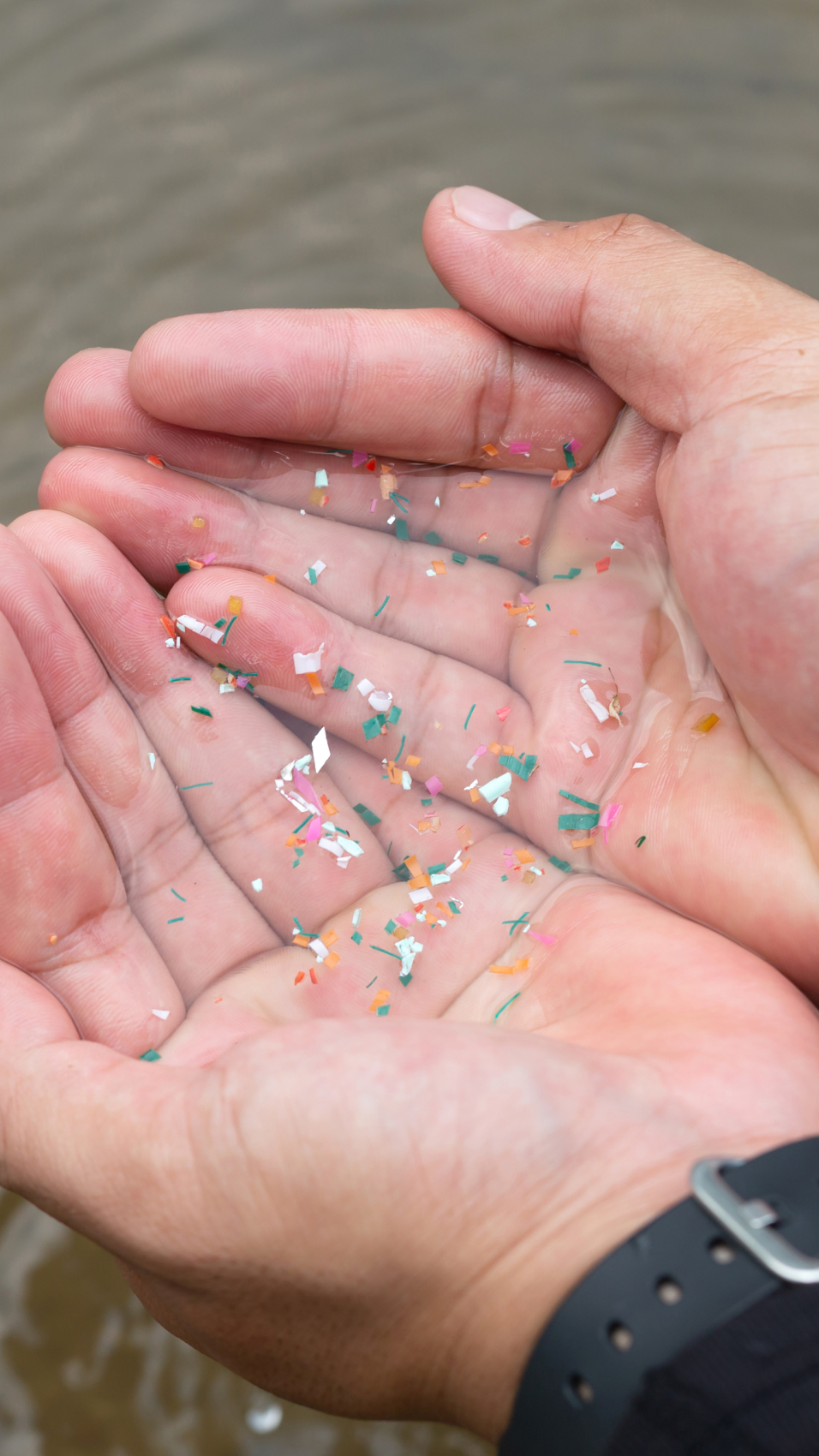 Microplastic in a human hand