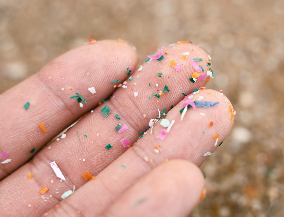 Microplastic on humans fingertips