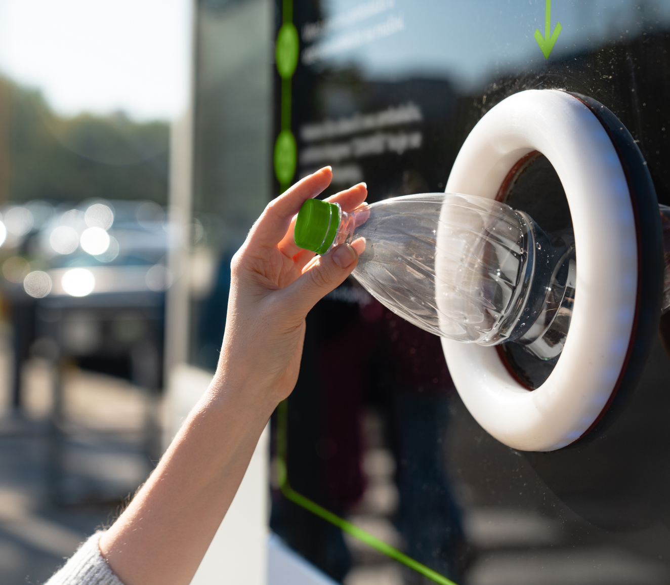 Plastic bottle being recycled