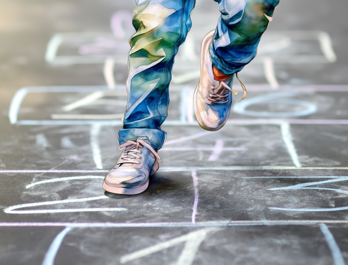 Child jumping on the ground