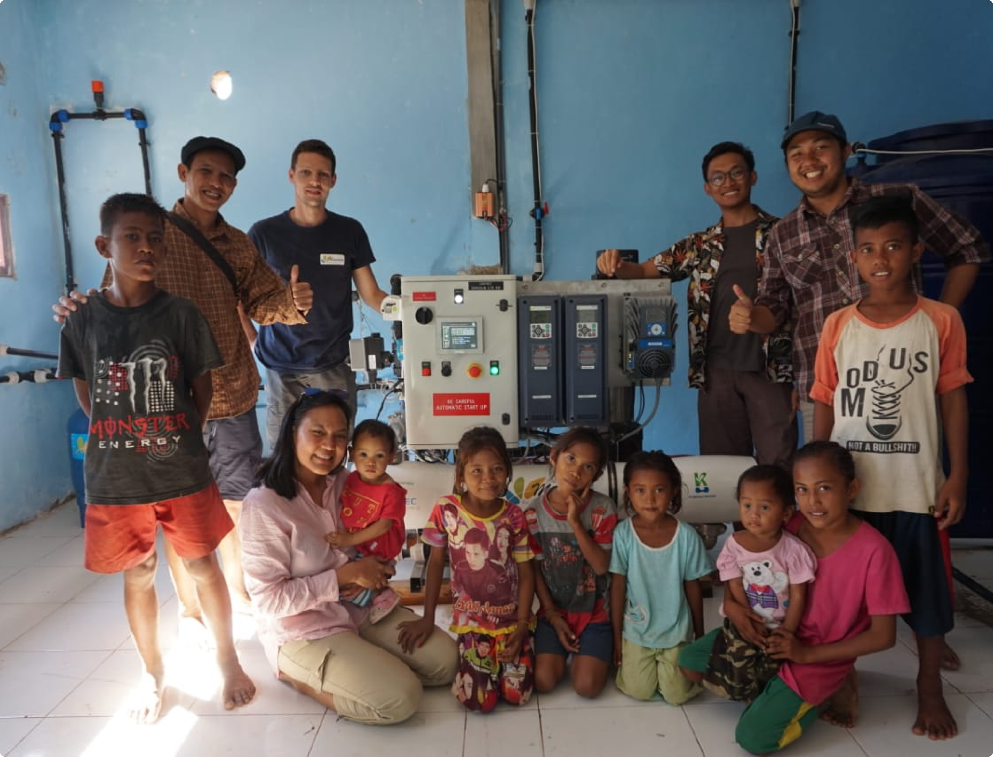 Group next to water treatment control unit